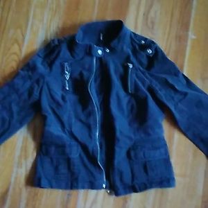 Black moto jean jacket